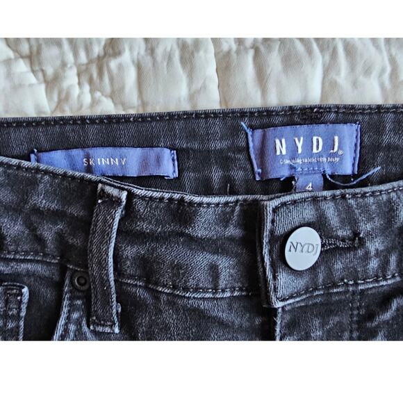 NYDJ Women's Skinny Lift‎ X Tuck Ankle Denim Jeans Size 4 Black Stretch Mid Rise - Picture 2 of 3